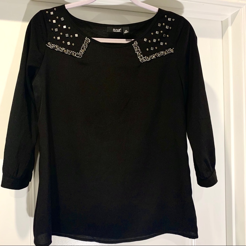 a.n.a Black Blouse 3/4 sleeves size x small